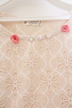 画像2: axes femme / 袖フリルカットワークレーストップス M ピンク O-26-03-24-026-AX-TO-OW-OS