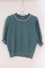 画像1: axes femme / 袖ドットチュールプルオーバー M グリーン O-26-03-24-032-AX-TO-OW-ZT272 (1)