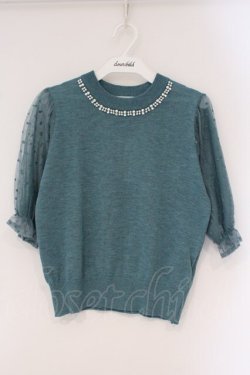 画像1: axes femme / 袖ドットチュールプルオーバー M グリーン O-26-03-24-032-AX-TO-OW-OS