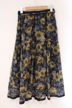 画像3: axes femme / ひまわり柄シアースカート M クロ系 O-26-03-24-036-AX-SK-OW-OS