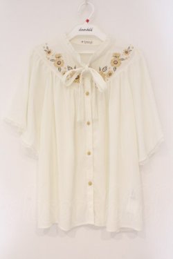 画像1: axes femme / ひまわり刺繍楊柳ブラウス M キナリ O-26-03-24-039-AX-BL-OW-OS