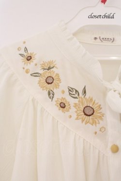 画像2: axes femme / ひまわり刺繍楊柳ブラウス M キナリ O-26-03-24-039-AX-BL-OW-OS