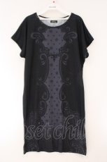 画像1: abilletage / トロンプルイユTシャツワンピース  ブラック O-26-03-24-040-GO-OP-OW-OS (1)