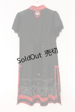 画像4: Ozz oneste / チャイナ風スリットワンピース  ブラック×レッド O-26-03-24-042-OO-OP-OW-OS