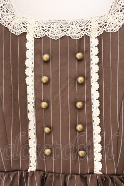 画像2: m petit by misako / TT*AOKストライプジャンパースカート M ブラウン O-26-03-24-049-LO-OP-OW-OS