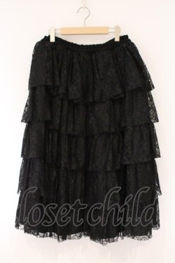 画像1: MARBLE / パニエ入り５段フリルロングボリュームスカート  ブラック O-26-03-24-056-GO-SK-OW-OS