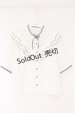 画像1: DearMyLove / レース切替ブラウス 3L シロ×クロ O-26-03-24-061-EL-BL-OW-OS