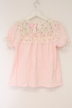 画像3: Nile Perch / いちごレース切替カットソー  ピンク O-26-03-24-064-LO-TO-OW-OS