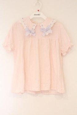 画像1: Nile Perch / ギンガムリボンカットソー  ピンク O-26-03-24-065-LO-TO-OW-OS