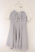 mille fille closet by LODISPOTTO / レース切替ワンピース M ブルーグレー O-26-03-24-068-LO-OP-OW-OS