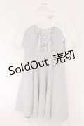 mille fille closet by LODISPOTTO / レース切替ワンピース M ブルーグレー O-26-03-24-068-LO-OP-OW-OS