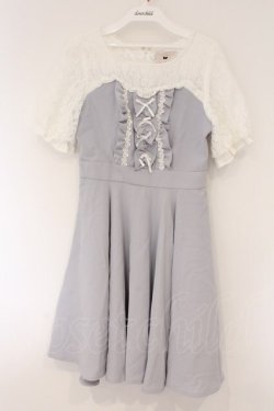 画像1: mille fille closet by LODISPOTTO / レース切替ワンピース M ブルーグレー O-26-03-24-068-LO-OP-OW-OS