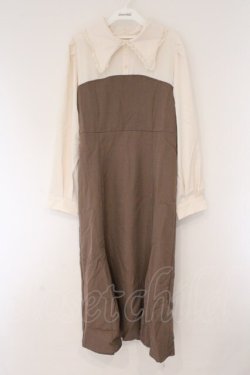 画像1: DearMyLoveRose / マーメイドクラシカルワンピース 3L アイボリー×ブラウン O-26-03-24-080-EL-OP-OW-OS