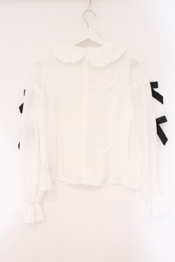 画像3: Ank Rouge / ロゴリボン配色ブラウス M シロ O-26-03-24-082-CA-BL-OW-OS