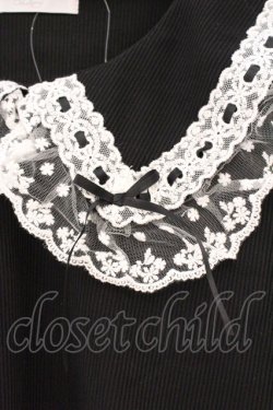 画像2: DearMyLove / レースフリル襟上品リブカットソー M クロ O-26-03-24-084-EL-TO-OW-OS