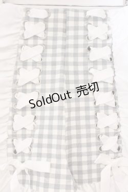 画像2: mon lily / レースアップギンガムショートパンツ M グレー O-26-03-24-090-LO-PA-OW-OS