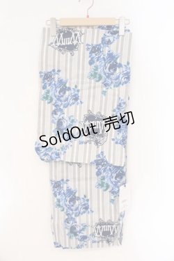 画像1: Moi-meme-Moitie / 浴衣（青薔薇柄）+帯（青）セット  グレー×ブルー×ホワイト O-26-03-24-010-MO-OP-IG-OS