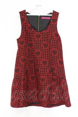 画像1: DOLLY GIRL / ハートジャガードジャンパースカート 1 アカ×クロ O-26-03-25-045-LO-OP-IG-OS