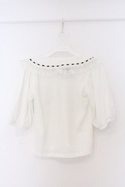 画像3: DearMyLove / レースフリル襟上品リブカットソー M シロ O-26-03-25-046-EL-TO-OW-OS