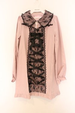 画像1: Princess Melody / 胸あきレースアップワンピース F ピンク×クロ O-26-03-25-048-EL-OP-OW-OS