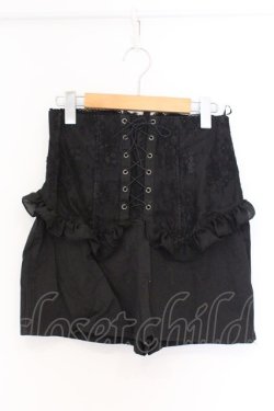 画像1: mon lily / レースアップフリルショートパンツ L クロ O-26-03-25-049-LO-PA-OW-OS