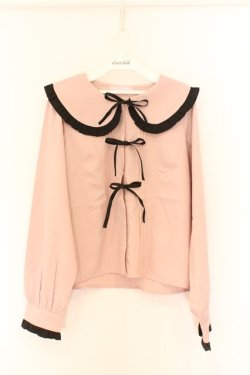 画像1: Honey Cinnamon / バイカラーフリルブラウス F ピンク×クロ O-26-03-25-050-LO-BL-OW-OS