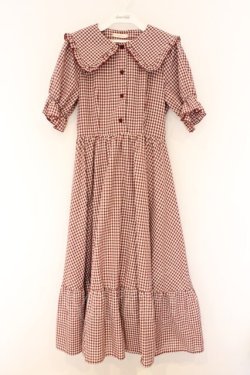 画像1: m petit by misako / AM*ギンガムCHKワンピース S アカ O-26-03-25-052-LO-OP-OW-OS