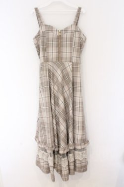 画像1: axes femme / センタージップチェックジャンスカ F ベージュ O-26-03-25-053-AX-OP-OW-OS