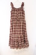 axes femme / コットンレース使チェックワンピース M アカ O-26-03-25-054-AX-OP-OW-OS