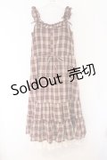 axes femme / コットンレース使チェックワンピース M アカ O-26-03-25-054-AX-OP-OW-OS