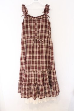 画像1: axes femme / コットンレース使チェックワンピース M アカ O-26-03-25-054-AX-OP-OW-OS