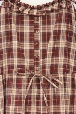 画像2: axes femme / コットンレース使チェックワンピース M アカ O-26-03-25-054-AX-OP-OW-OS