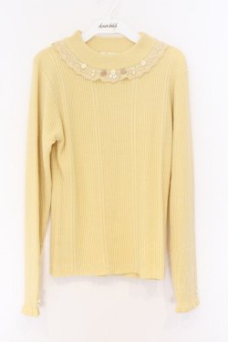 画像1: axes femme / バラボトルネックリブプルオーバー F イエロー O-26-03-25-055-AX-TO-OW-OS