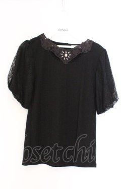 画像1: axes femme / レース袖プルオーバー M クロ O-26-03-25-057-AX-TO-OW-OS