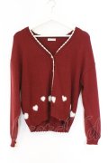 axes femme / ハートジャカードニットカーディガン F アカ O-26-03-25-059-AX-TO-OW-OS
