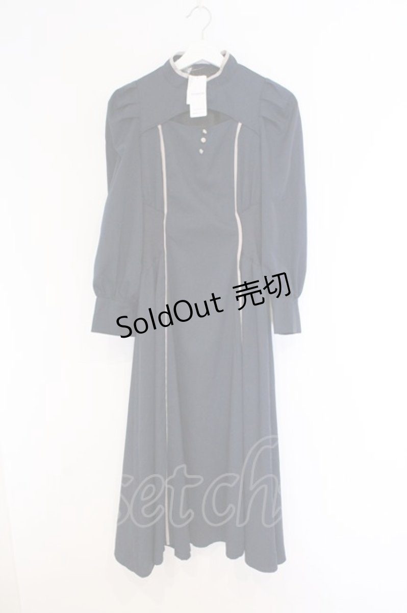 画像1: axes femme POETIQUE / デコルテ開きラインワンピース M ネイビー O-26-03-25-010-AX-OP-YM-OS (1)