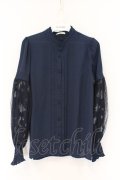 axes femme / 眠れる森の美女ブラウス M ネイビー O-26-03-25-011-AX-BL-YM-OS