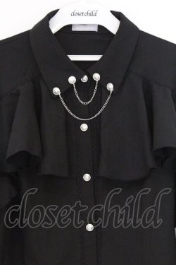 画像2: axes femme POETIQUE / チェーンネックフリルブラウス M クロ O-26-03-25-014-AX-BL-YM-OS