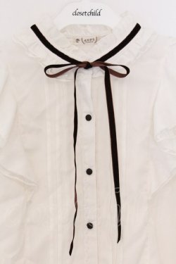画像2: axes femme / リボンタックブラウス M ブラウンｘシロ O-26-03-25-017-AX-BL-YM-OS