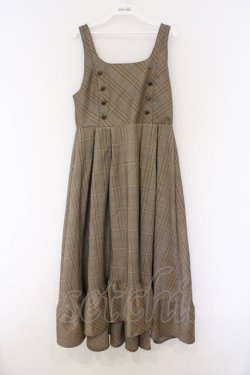 画像1: axes femme / Ｗ釦フィッシュテールジャンパースカート  ブラウン O-26-03-25-019-AX-OP-IG-OS