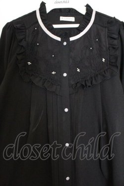 画像2: axes femme / ブローチ付長袖ブラウスワンピ M クロ O-26-03-25-026-AX-OP-IG-OS