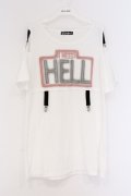 HELL CAT PUNKS / I NEED HELL オープンショルダーTシャツワンピース  ホワイト O-26-03-27-001-PU-TO-OW-OS