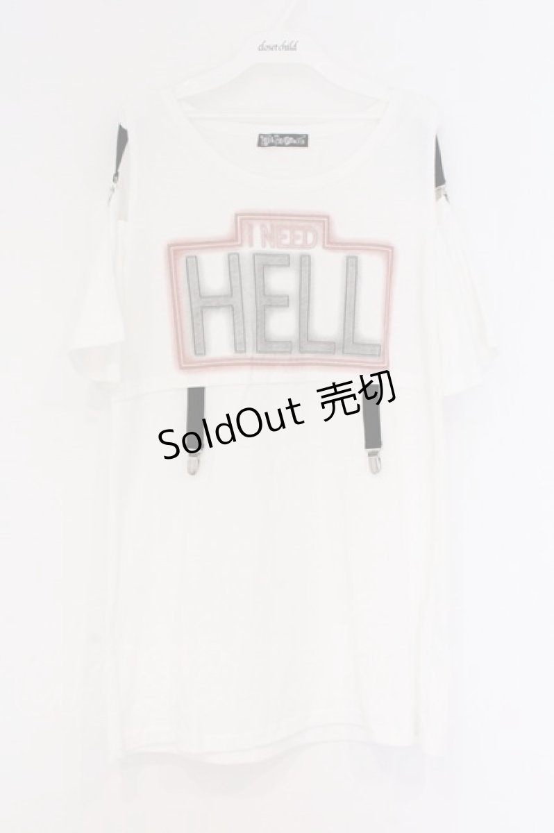 画像1: HELL CAT PUNKS / I NEED HELL オープンショルダーTシャツワンピース  ホワイト O-26-03-27-001-PU-TO-OW-ZT0405M (1)