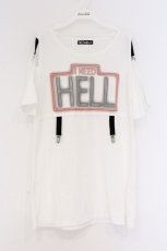画像1: HELL CAT PUNKS / I NEED HELL オープンショルダーTシャツワンピース  ホワイト O-26-03-27-001-PU-TO-OW-ZT0405M (1)