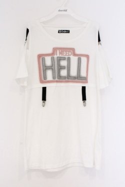 画像1: HELL CAT PUNKS / I NEED HELL オープンショルダーTシャツワンピース  ホワイト O-26-03-27-001-PU-TO-OW-OS