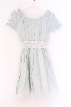 画像1: LIZ LISA / ウエストシャーリングコットンワンピース  ブルー O-26-03-27-036-LO-OP-YM-OS