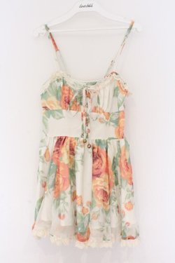 画像1: LIZ LISA / 編み上げローズプリントキャミワンピース  アカｘシロ O-26-03-27-039-LO-OP-YM-OS