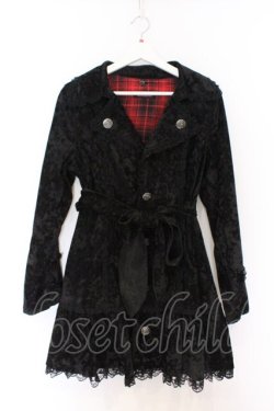 画像1: ALGONQUINS / 裏地チェックベルベットコート 2 ブラック×レッド O-26-03-27-050-AL-CO-OW-OS