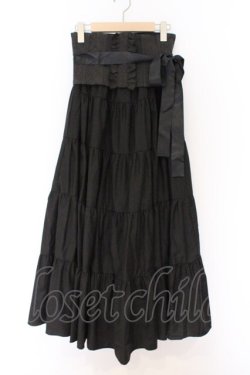 画像1: BPN / コルセット付きロングティアードスカート M ブラック O-26-03-27-051-GO-SK-OW-OS