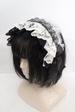 画像1: MorunxMuunaStoik / Libraヘッドドレス  クロ×シロ O-26-03-27-1031-EL-ZA-OW-OS